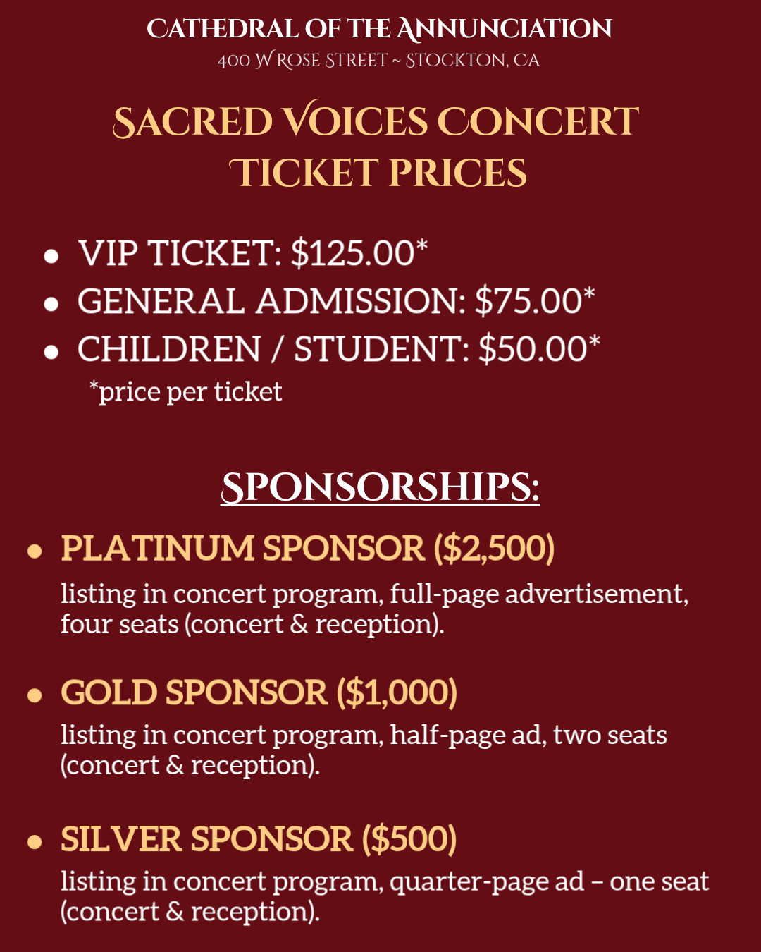 Olg Sacred Voices Ticket
